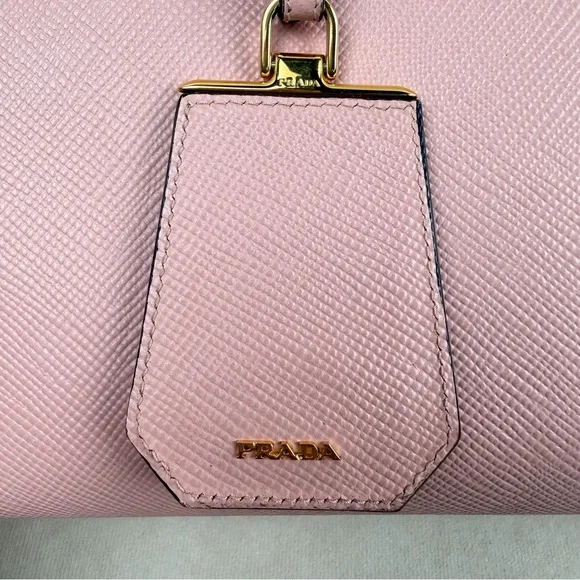 Prada Pink Saffiano Leather Tote Bag Gold Hardware Made in Italy - Picture 17 of 17